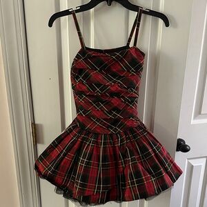 Ralph Lauren Christmas Plaid Girls Dress 100% Silk Tutu Style Size 14
